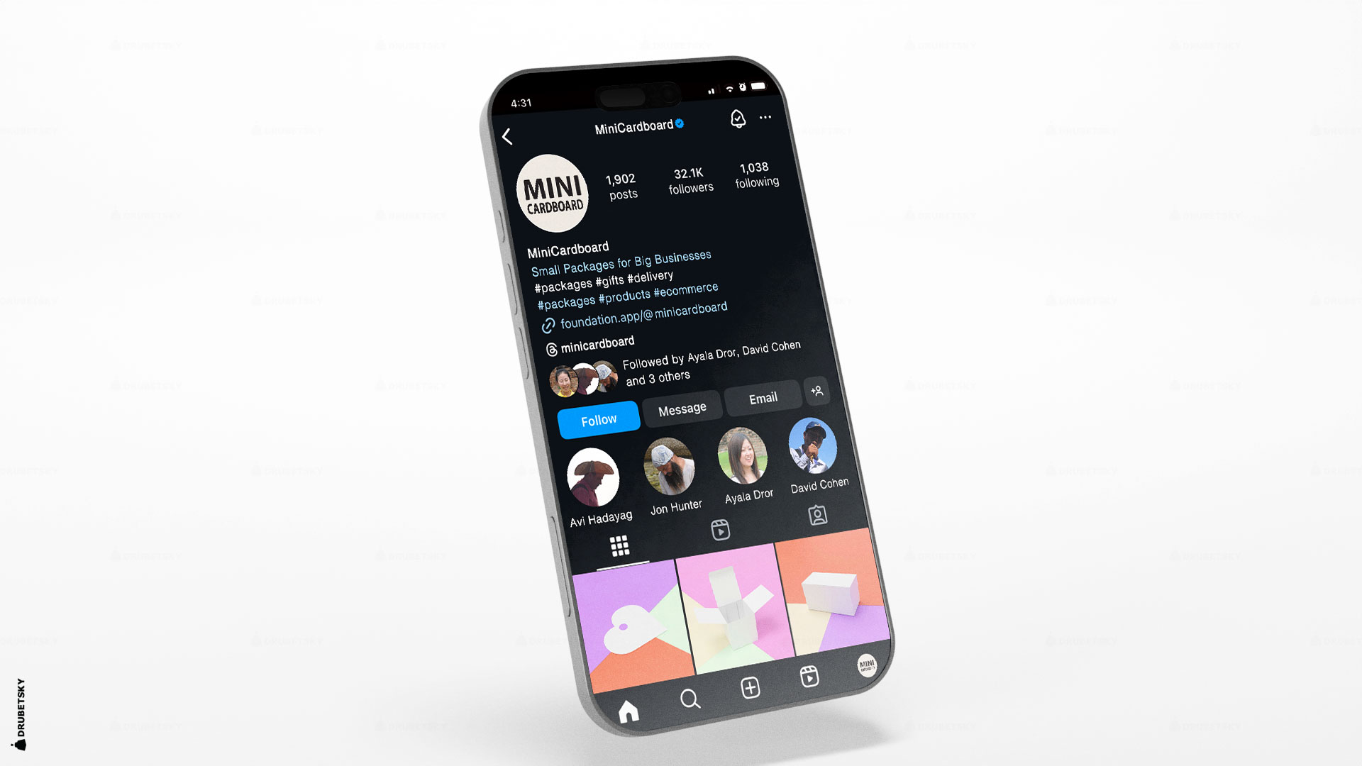instagram page design cardboard manufactory