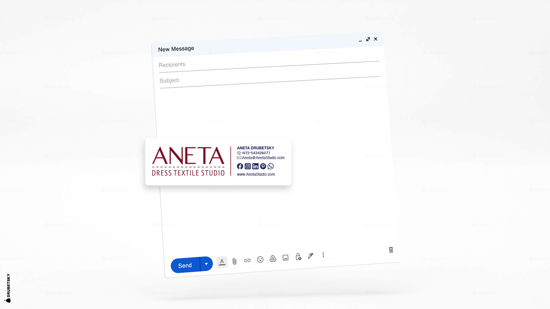 branding design email signature textile studio