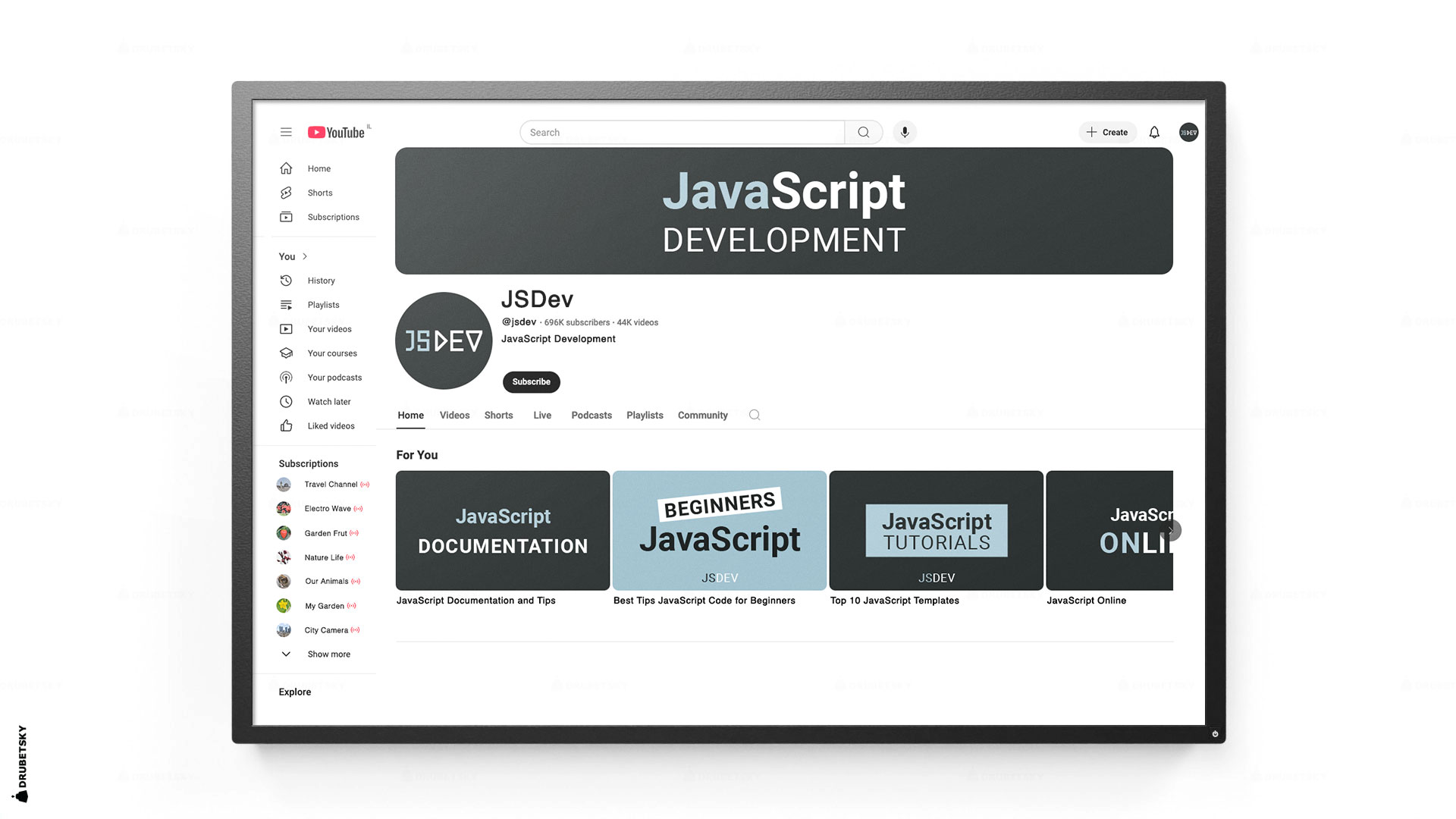 youtube page javascript development