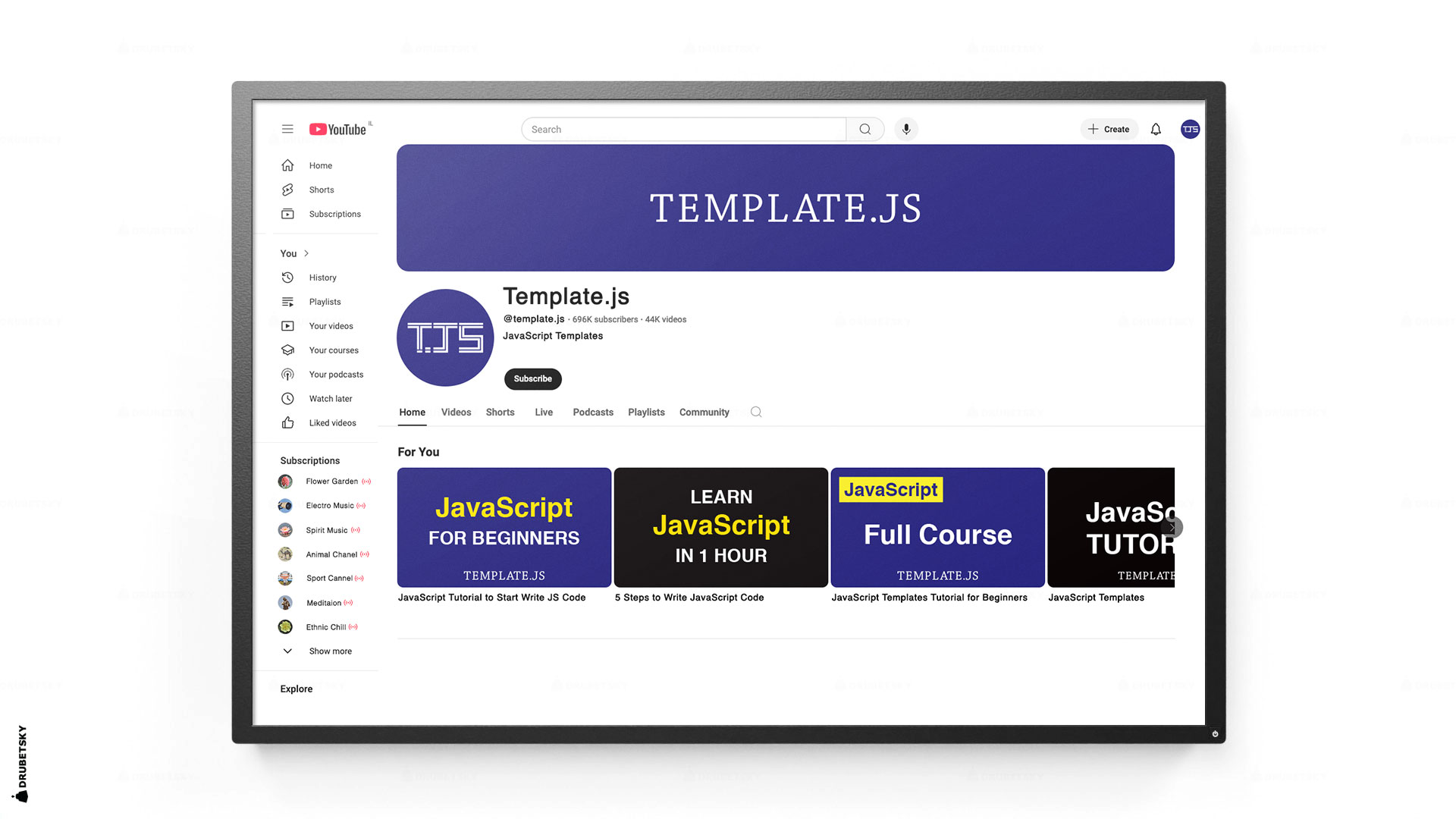 branding design youtube channel javascript templates