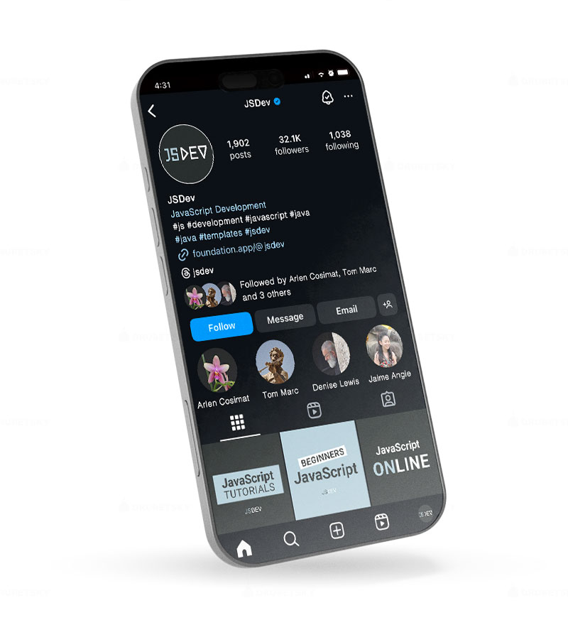 instagram page javascript development