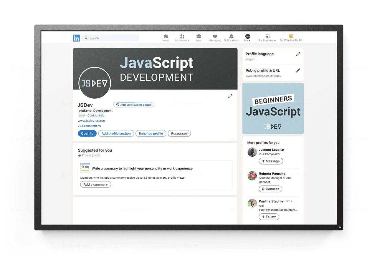 linkedin page javascript development