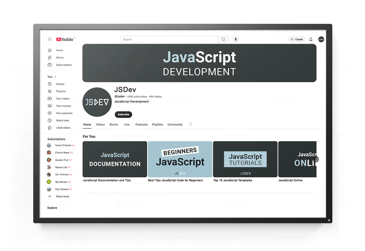 youtube page javascript development